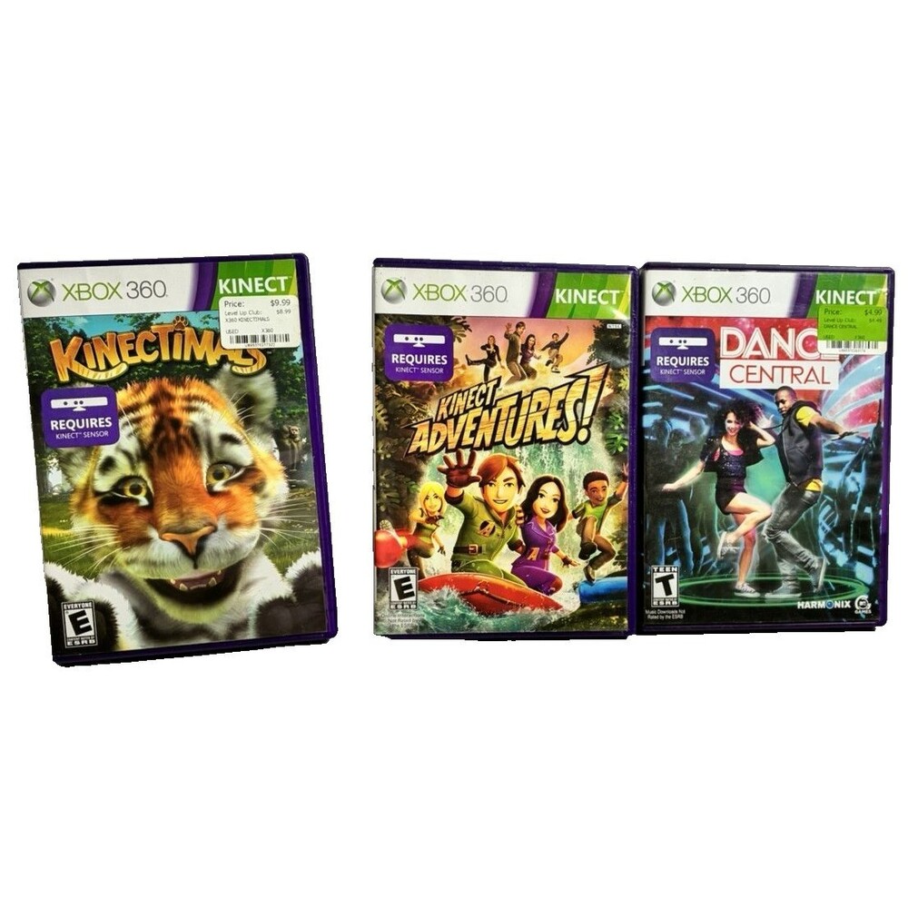 Xbox 360 Kinect Video Game Lot of 3 Kinectimals Dance Central Kinect Adventures
